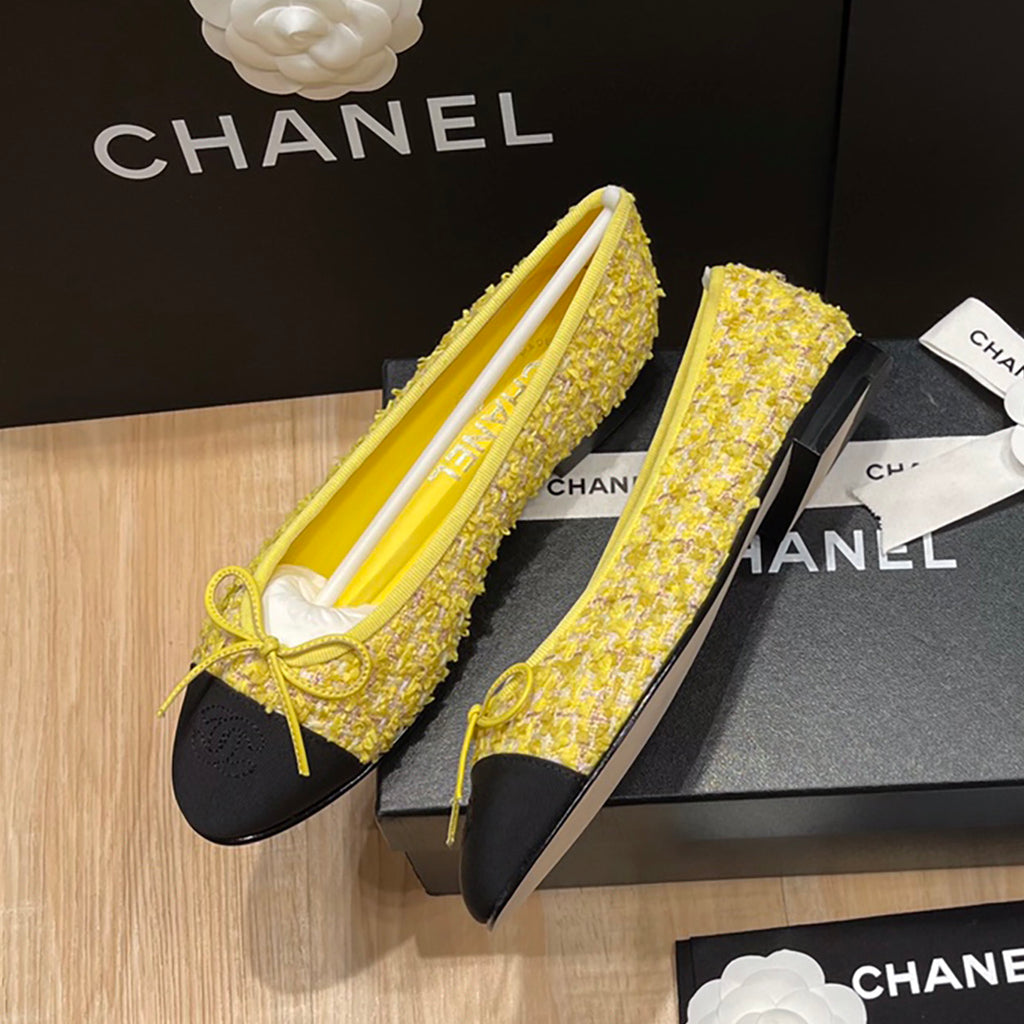 Chanel Women's Spring/Summer Solid Color Tweed Fabric Ballet Flats Shoes #77753