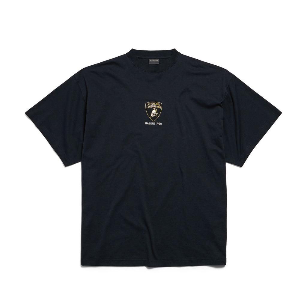 Balenciaga Lamborghini Men's Summer Solid Color Car Logo Print Round Neck Cotton Short Sleeve T-Shirt #77612