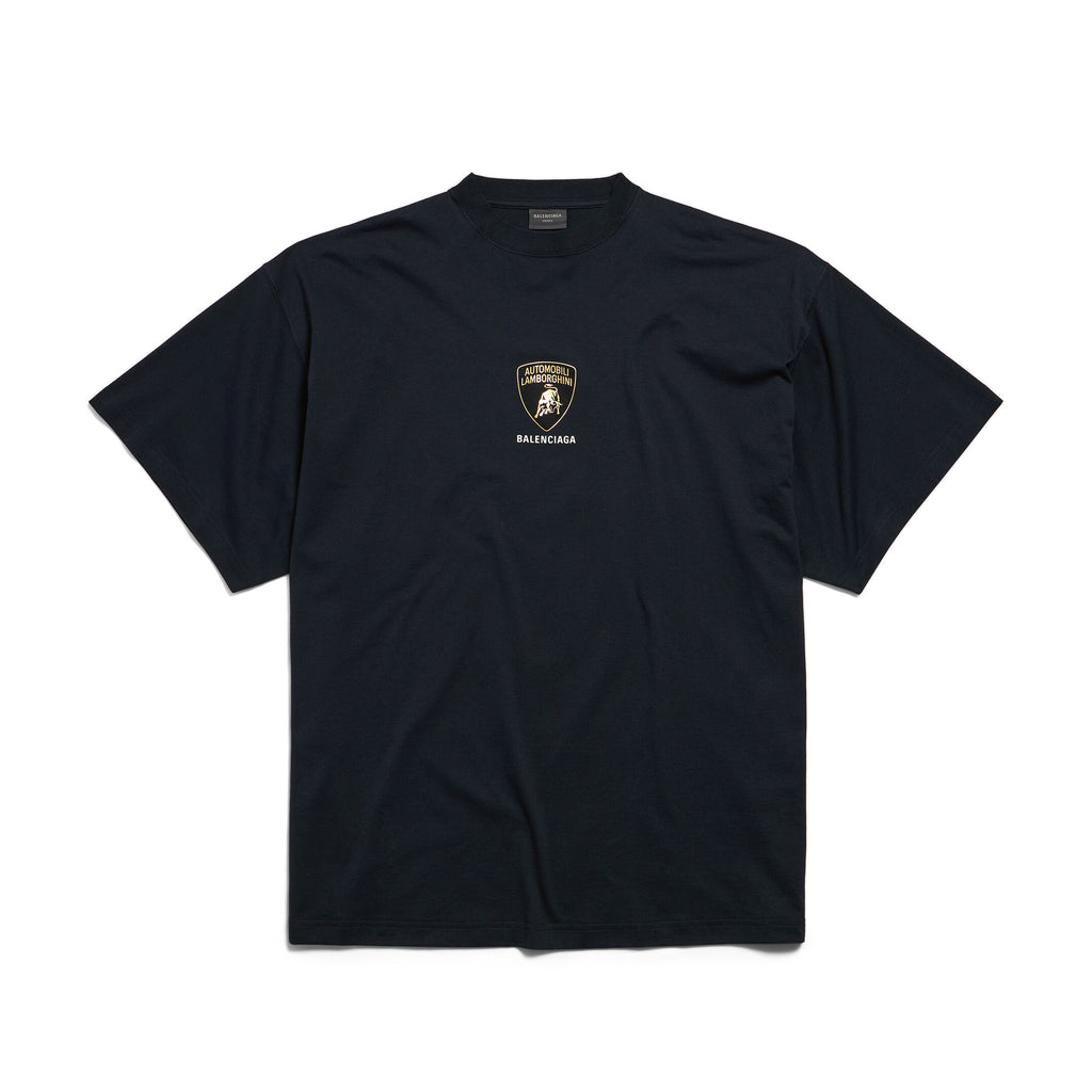 Balenciaga Lamborghini Men's Summer Solid Color Car Logo Print Round Neck Cotton Short Sleeve T-Shirt #77612