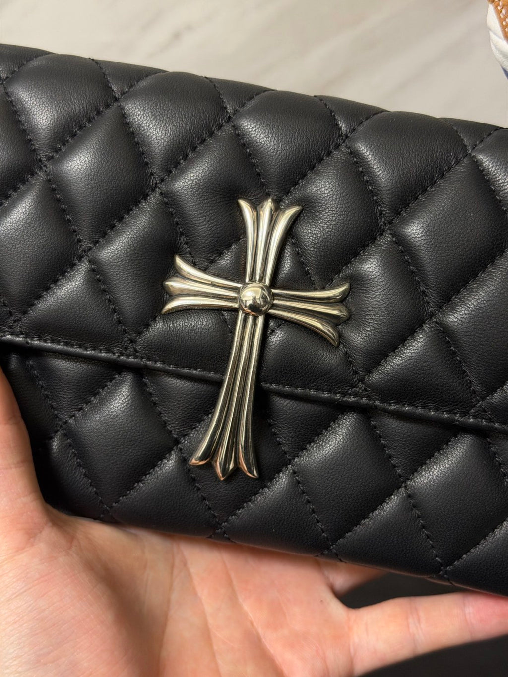 Chrome Hearts Diamond-patterned Black Crossbody Clutch Evening Bag Retro High-street Fashion Wallet Bags #195951