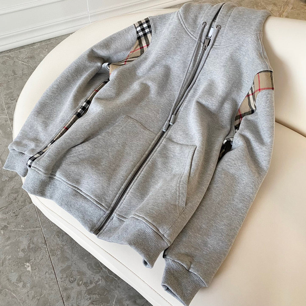 Burberry Zip Sport Hooded Sweatshirt Grey #96111
