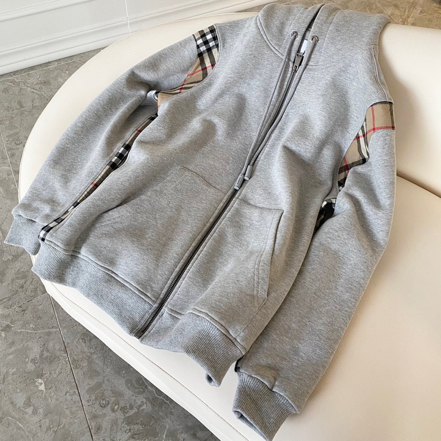 Burberry Zip Sport Hooded Sweatshirt Grey #96111