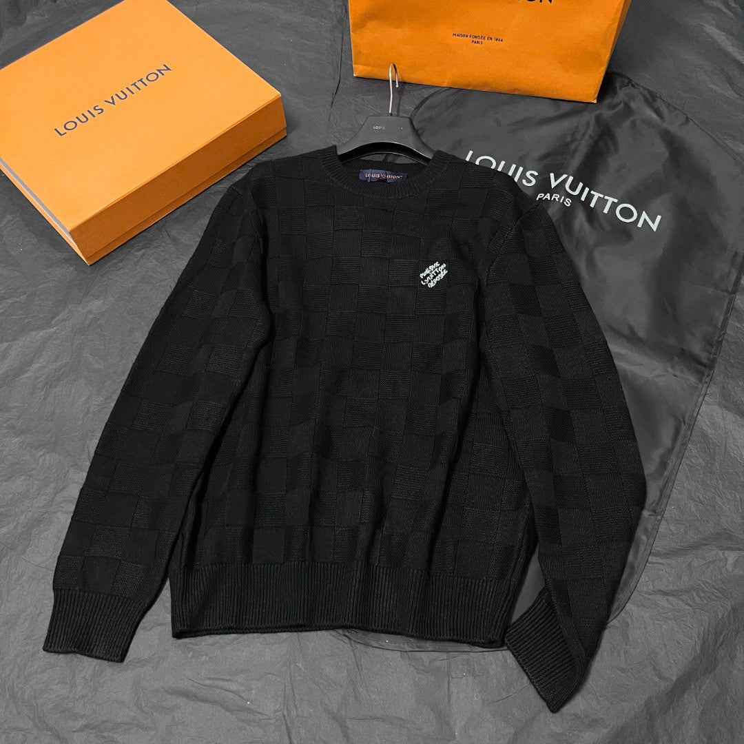 Louis Vuitton Embellished Wool Damier Pullover #333428
