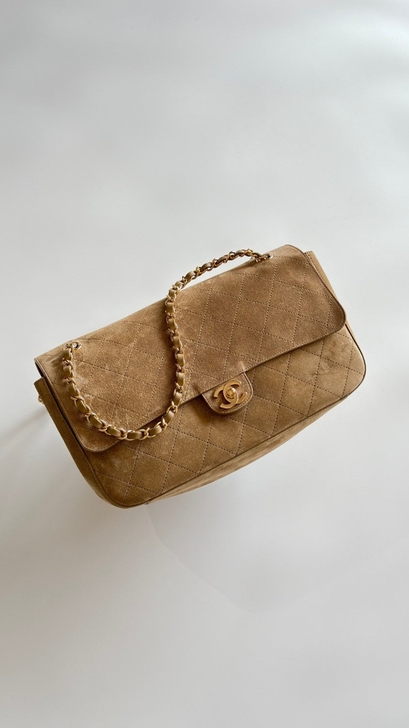 Chanel 2026 Spring/summer Maxi Clutch Bag Brown Suede With Metal Chain Stylish And Elegant Handbag  Bags #196600