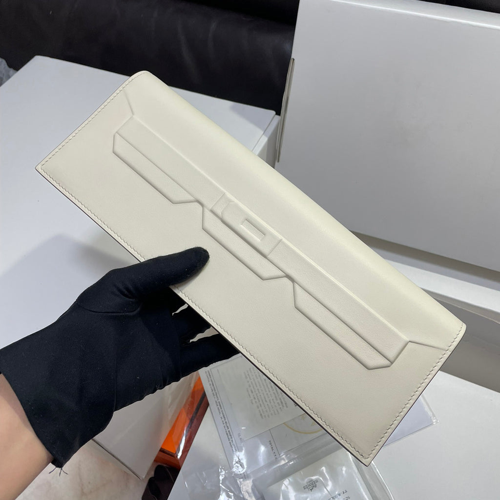 Hermes Birkin Shadow Women's Solid Color Flap Open Square Cowhide Clutch Bag Bags #76412