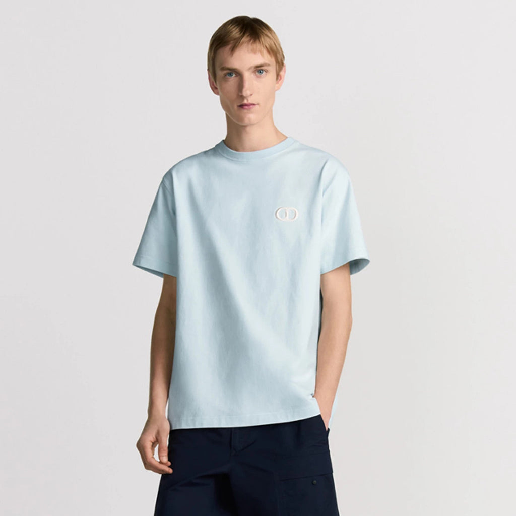 Dior Men's Summer Fashion Casual Solid Color Round Neck Cotton CD Embroidered Logo Loose Fit T-Shirt #78374