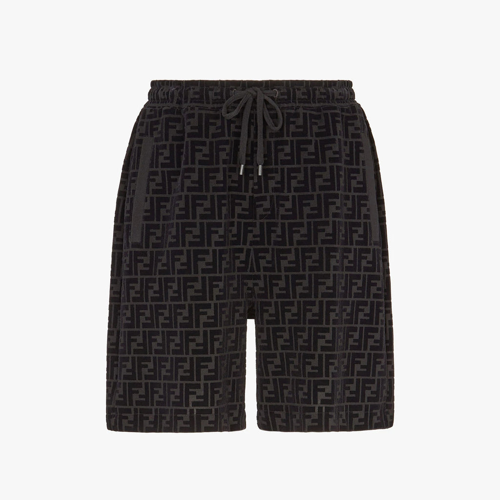 Fendi Men's Summer Black Letter Logo Print Drawstring Straight Casual Short Pants #98816