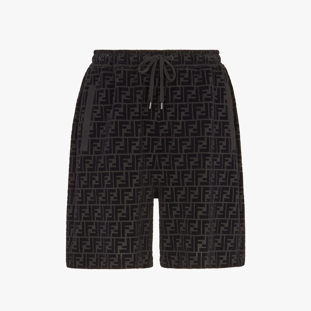 Fendi Men's Summer Black Letter Logo Print Drawstring Straight Casual Short Pants #98816