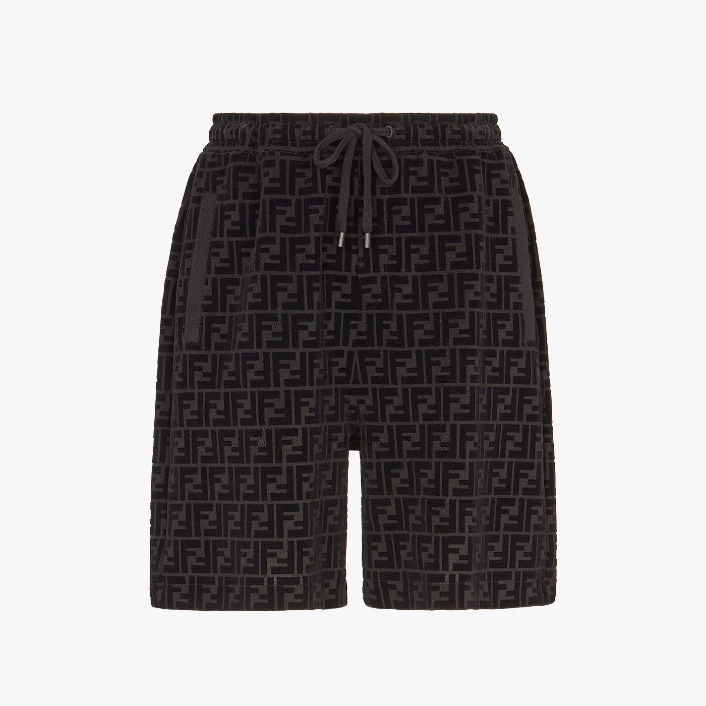 Fendi Men's Summer Black Letter Logo Print Drawstring Straight Casual Short Pants #98816