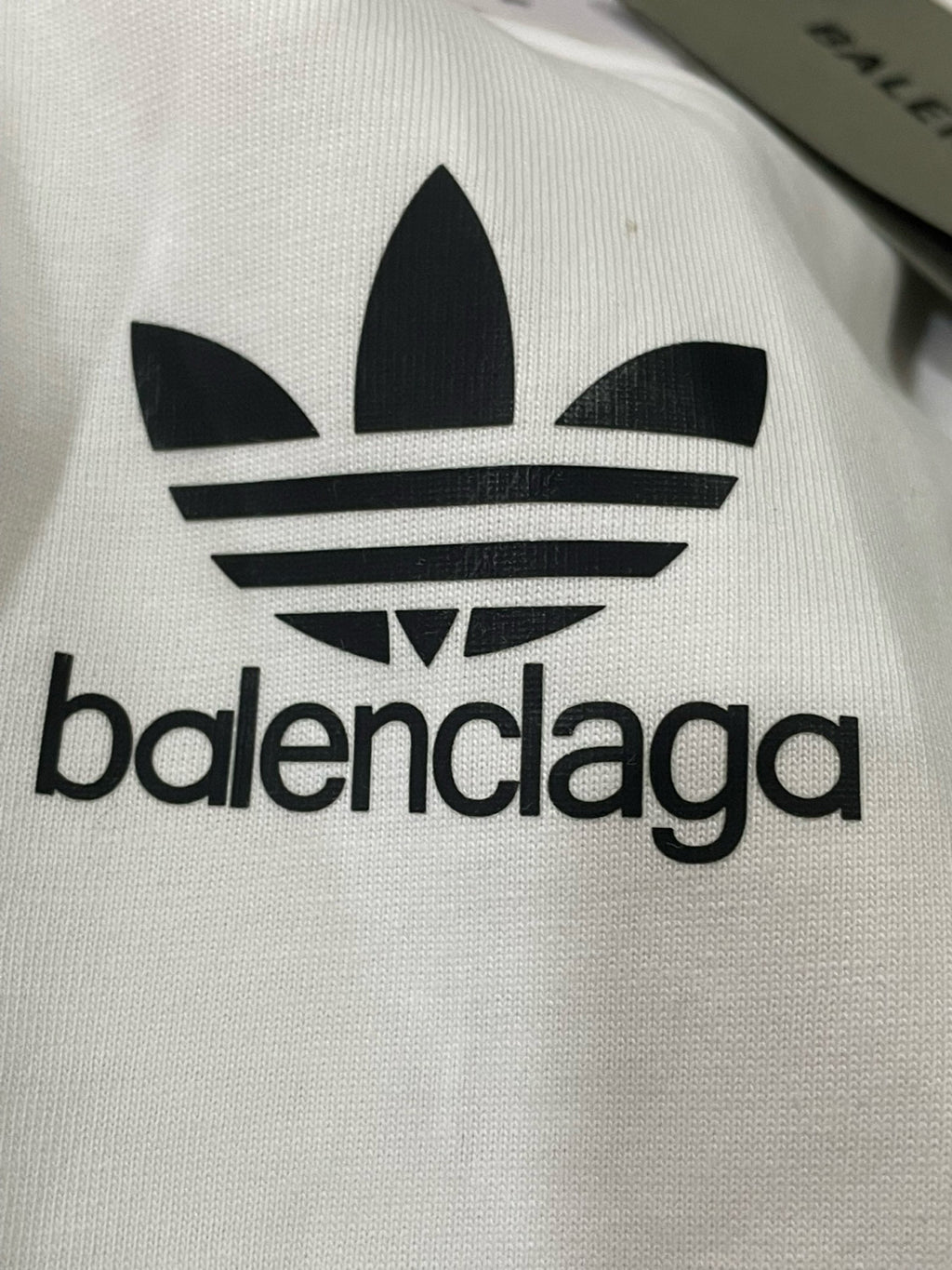 Balenciaga Men's Summer Black and White Cotton Round Neck Short Sleeve T-Shirt #97777