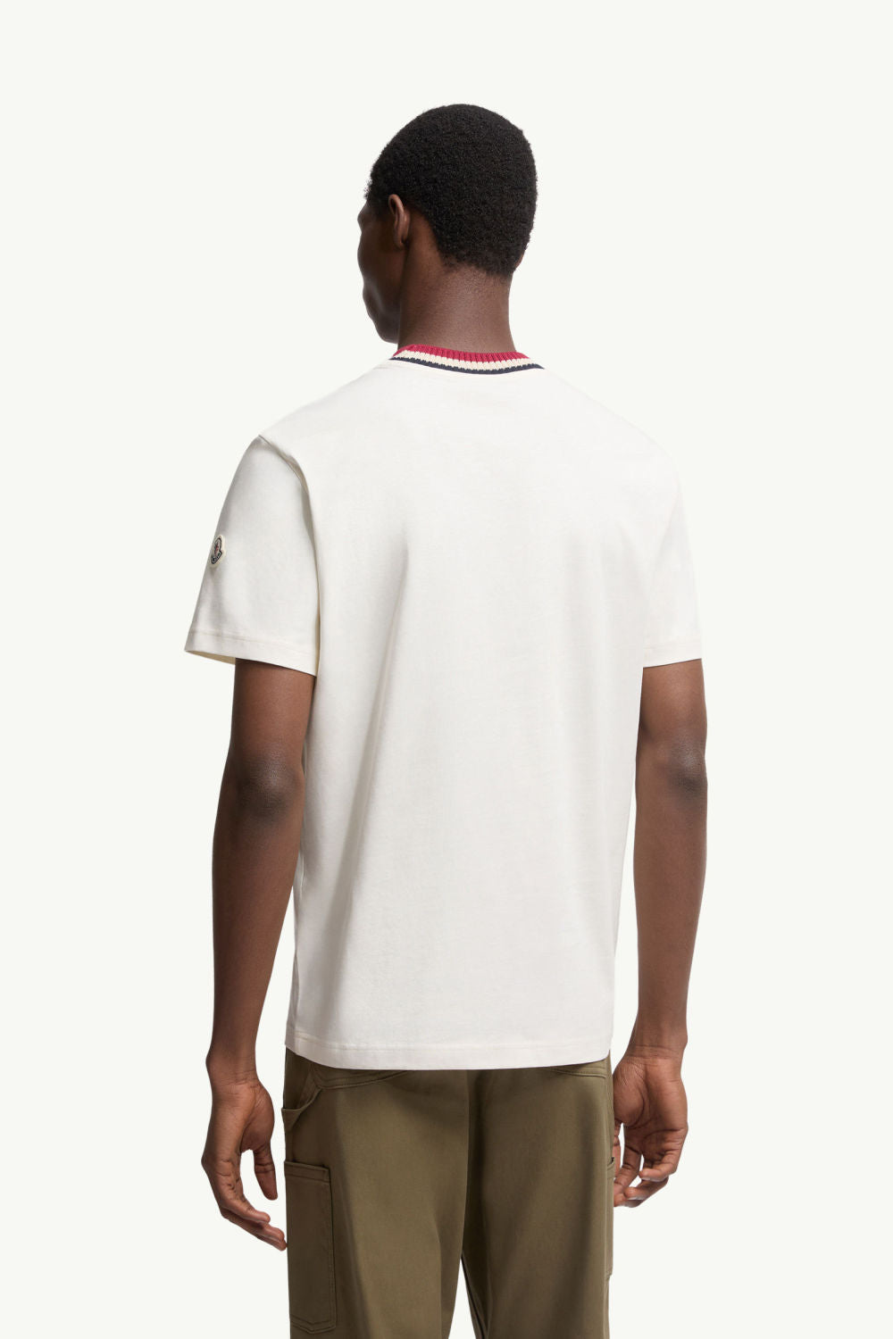 Moncler Burgundy Embroidered Logo Cotton T-Shirt Polos T-shirts #375498