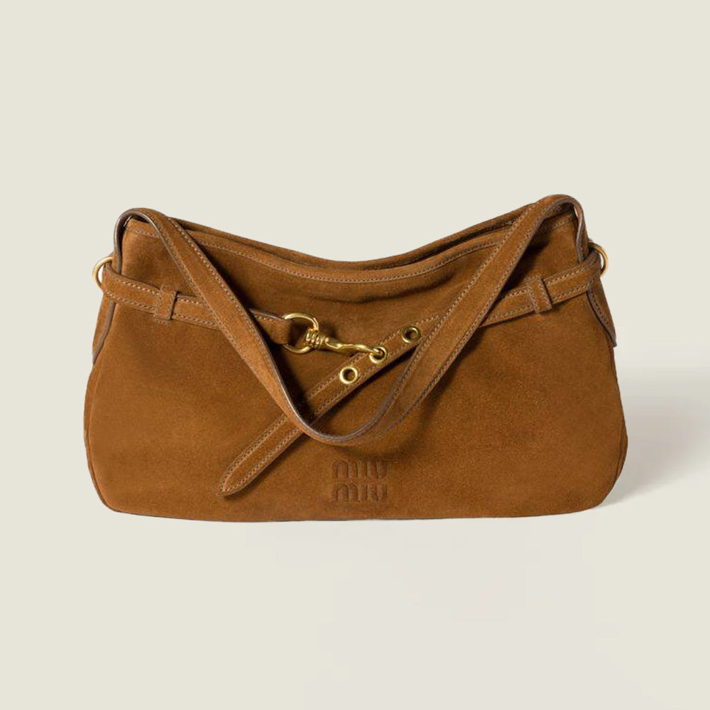 MiuMiu Aventure Nappa Suede Underarm Bag A Stylish Trendy Leather Clutch Buckle Elegant Casual And Cool Belt Buckle Bags #F0021m88 #195781