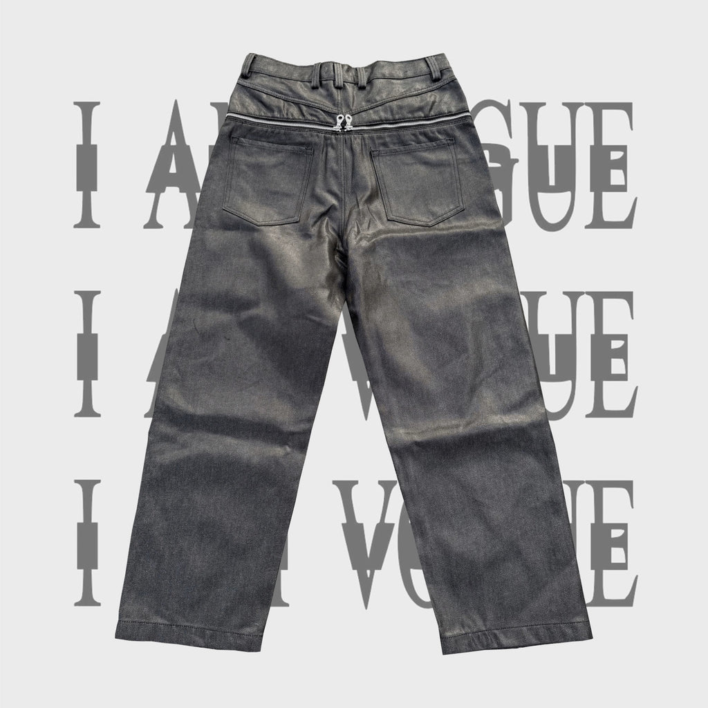 Opium Yvl Style Playboicarti Same Silky Brush Wax Zipper Dark Denim Pants Zipper High Street Vintage Pants Spring Summer Ngvp #1747
