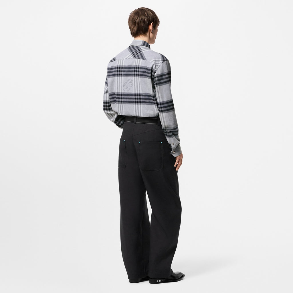 Louis Vuitton Men's Spring And Autumn Black And White Striped Flannel Single Breasted Long Sleeved Shirt #76949