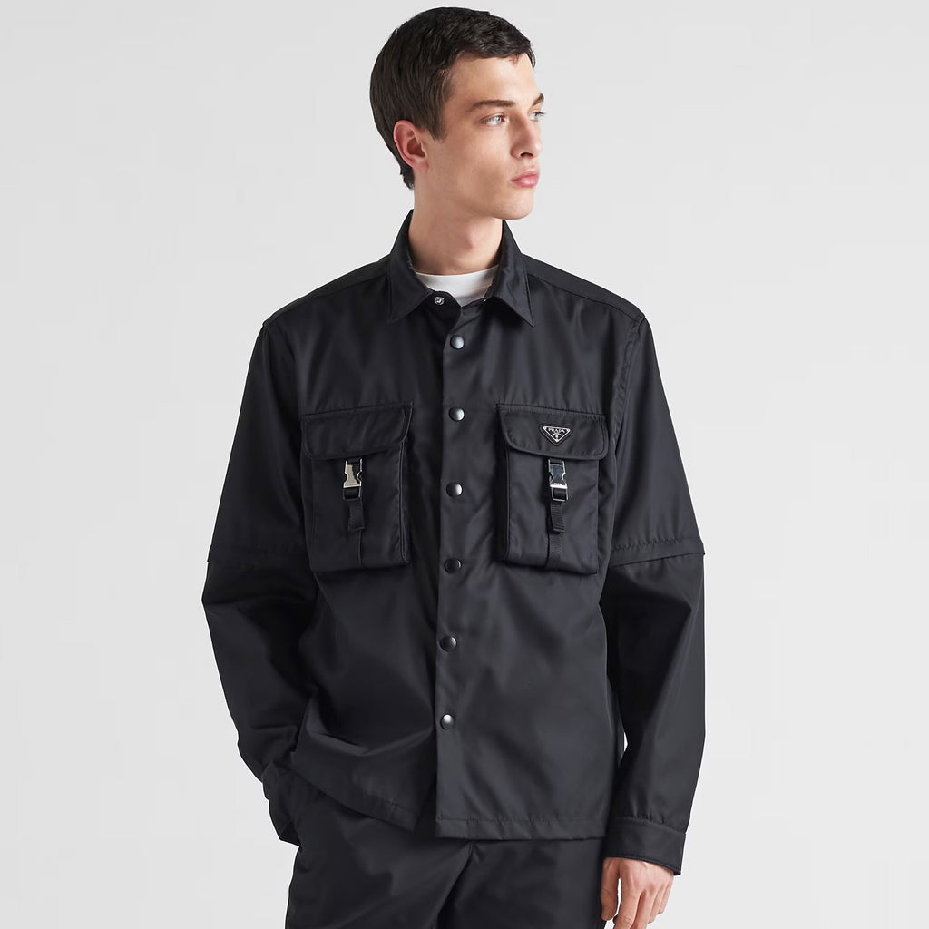 Prada Men's Spring And Fall Pure Nylon Color Lapel Loose Single Breasted Long Sleeved Shirt Jacket #98748