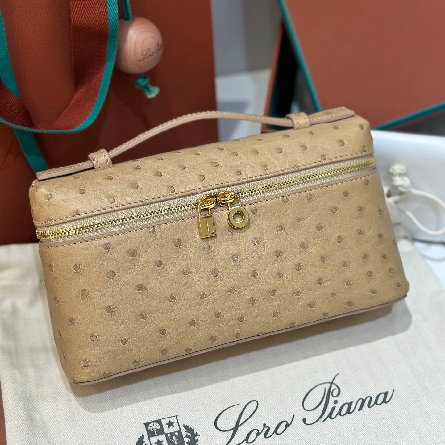 Loro Piana Extra pocket L19 Extra Pocket Women's Solid Color Double Zipper Closure Calfskin Shoulder Bag Bags #75346