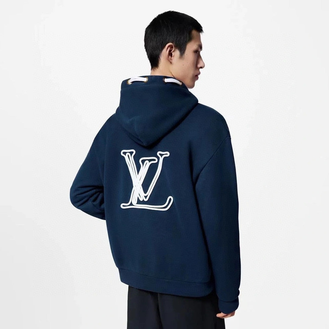Louis Vuitton Men's And Women's Spring/fall Fashion Casual Hooded Pullover Solid Color Logo Print Drawstring Hoodie Sweatshirt #79211