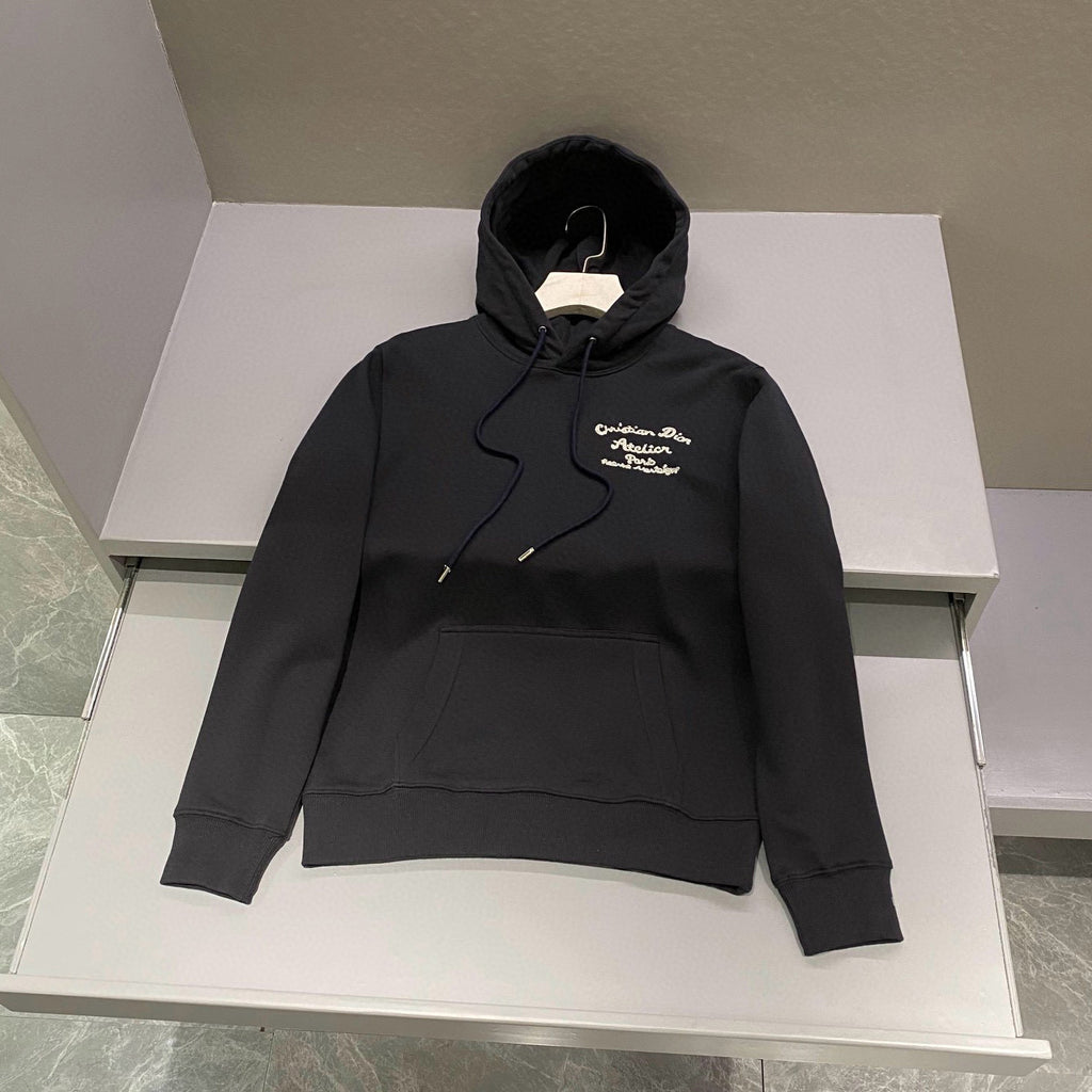 Dior Men's Autumn and Winter Solid Colour Embroidered Logo Pullover Thickened Hooded Sweatshirt #97852