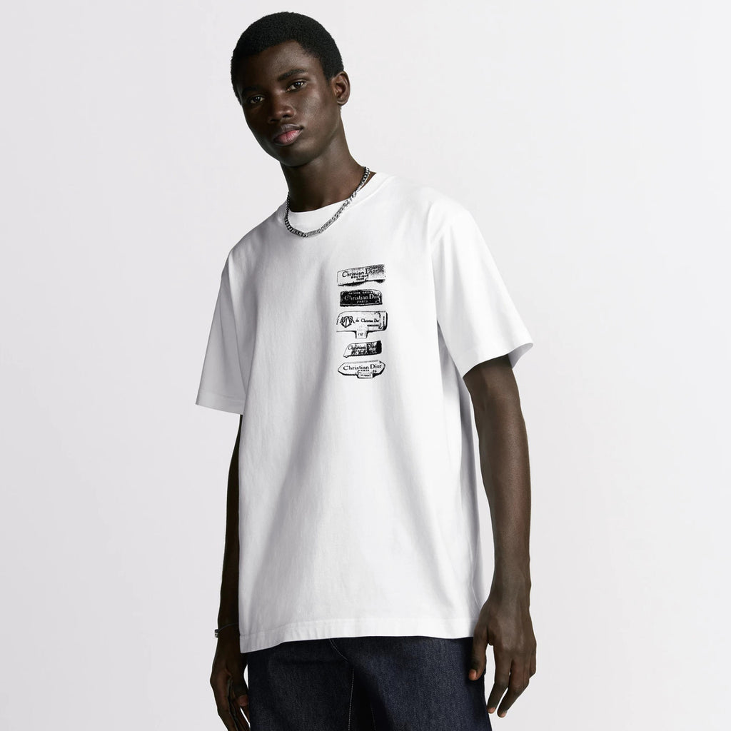 Dior Men's Summer Solid Color Graphic Printed Round Neck Cotton Short Sleeve T-Shirt #75238