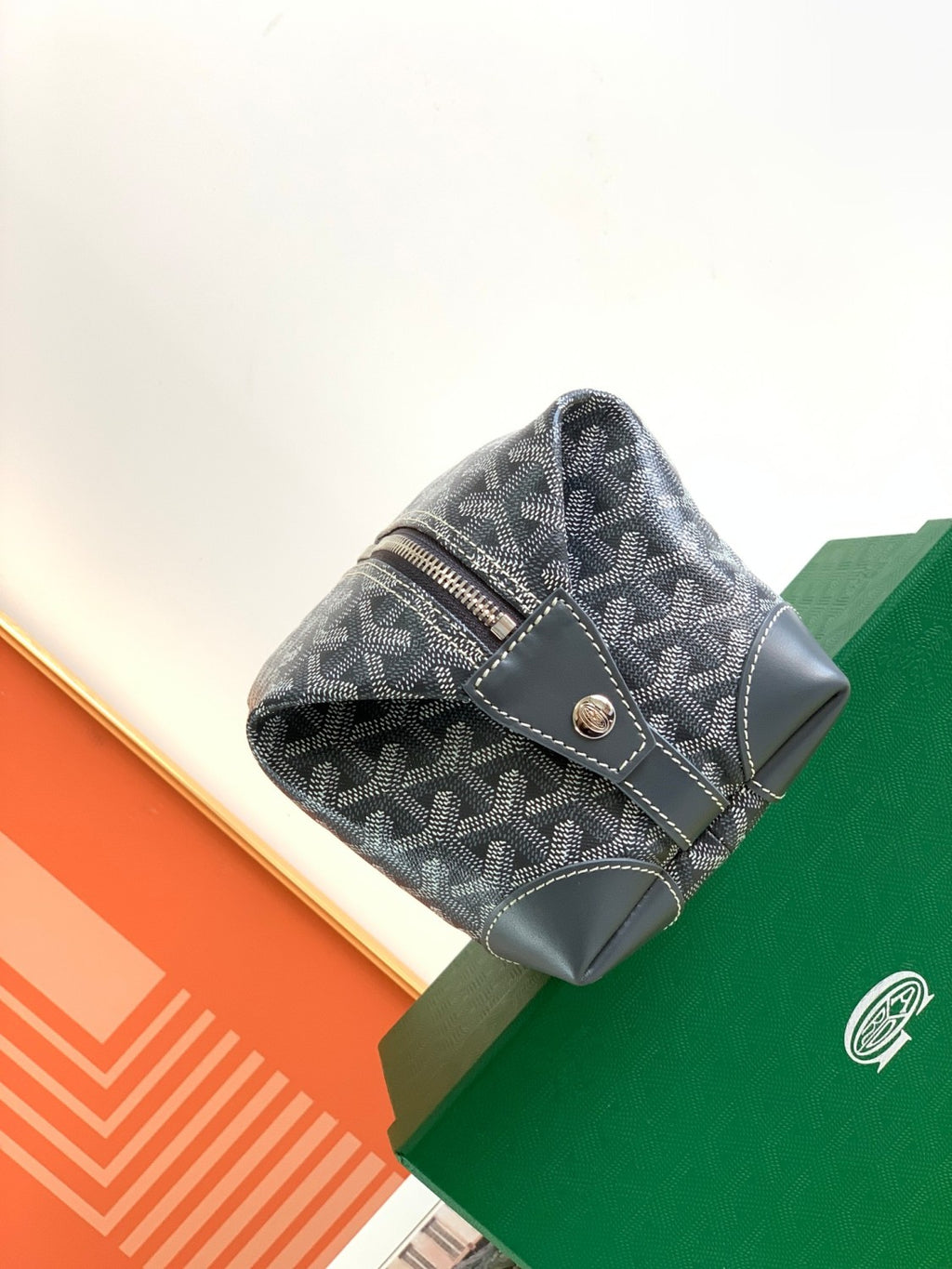 GOYARD Bowling 25 Men's and Women's Y-shaped Old-fashioned Full-print Zipper Leather Handbag Makeup Bag Bags #77132