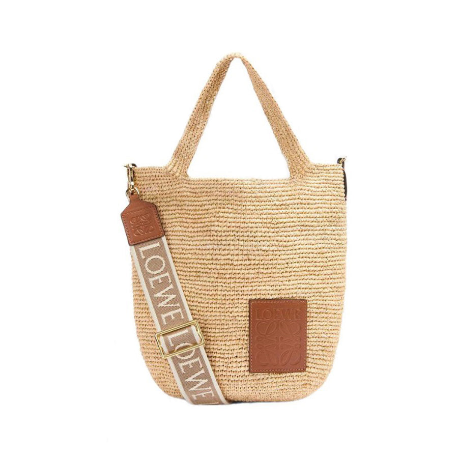 Loewe Women's Slit Adjustable Shoulder Strap Solid Color Woven Resort Style Raffia Mini Tote Crossbody Bag Bags #76331