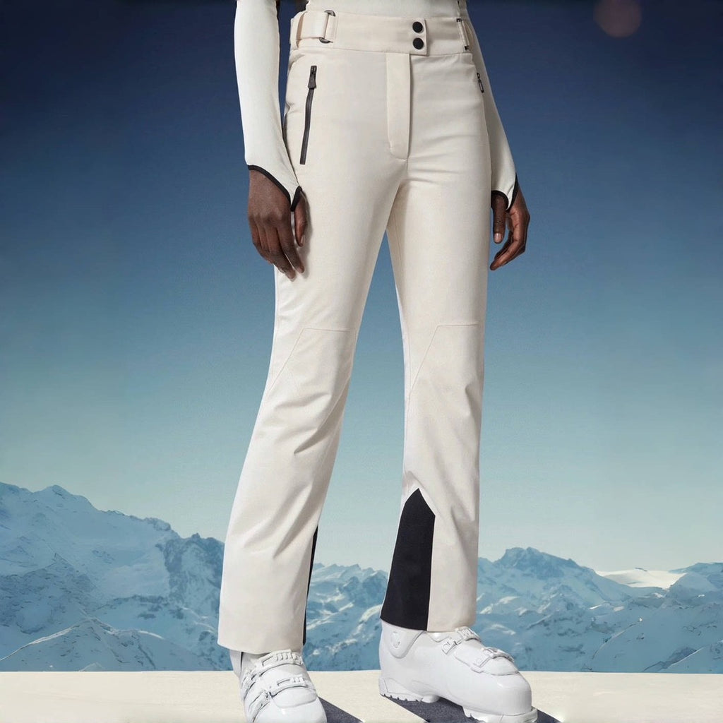 Moncler Grenoble Women's Autumn/winter Flap Lapel Zip Long Sleeve Jacket Ski Suit Letter Mid Waist Fitted Micro Casual Pants White #71795