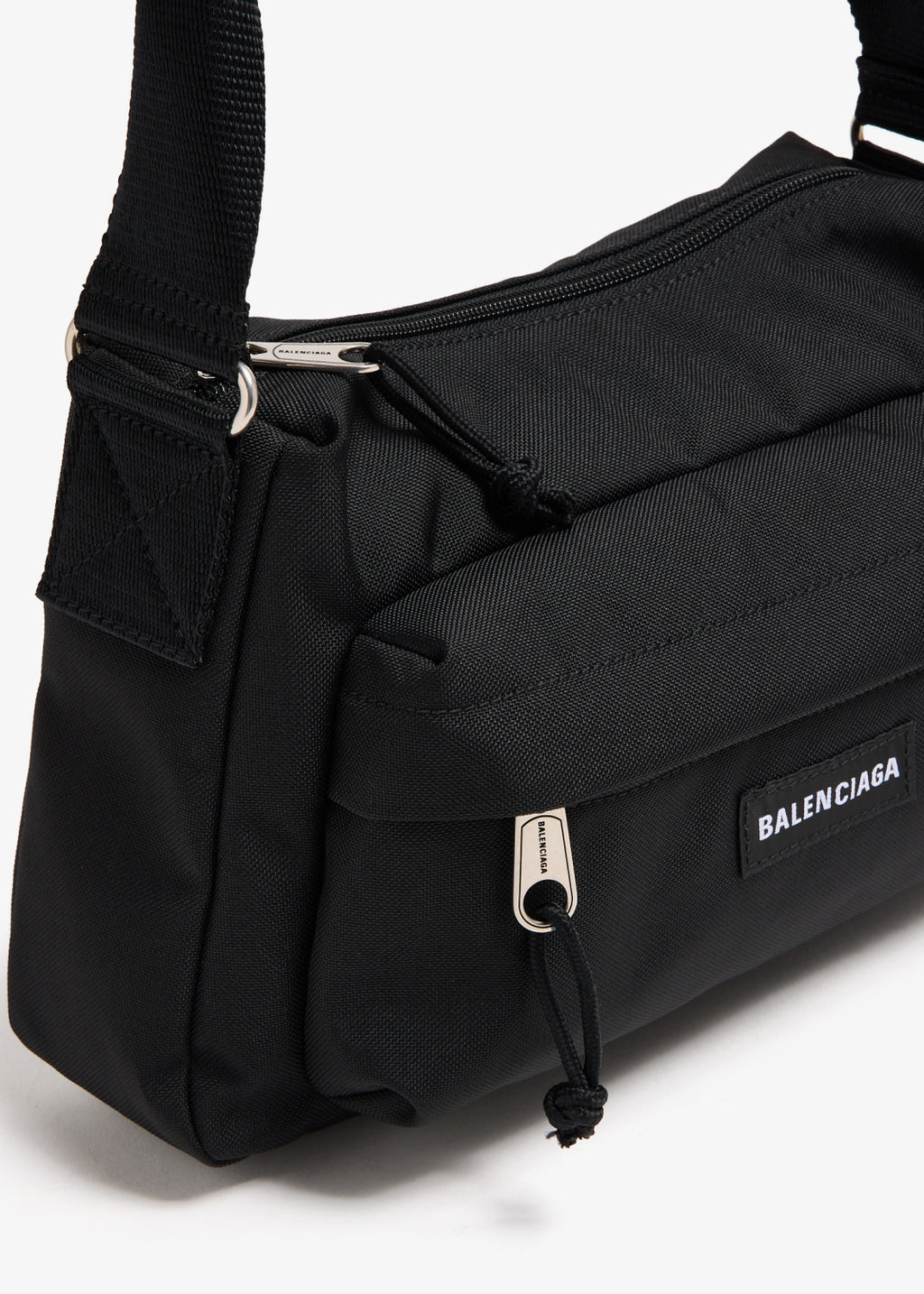 Balenciaga Special Offer Bags Paris Explorer Mens Black Fabric Handbag Letter Logo Detail Zipper Closure Top Handle Shoulder Bag temporary