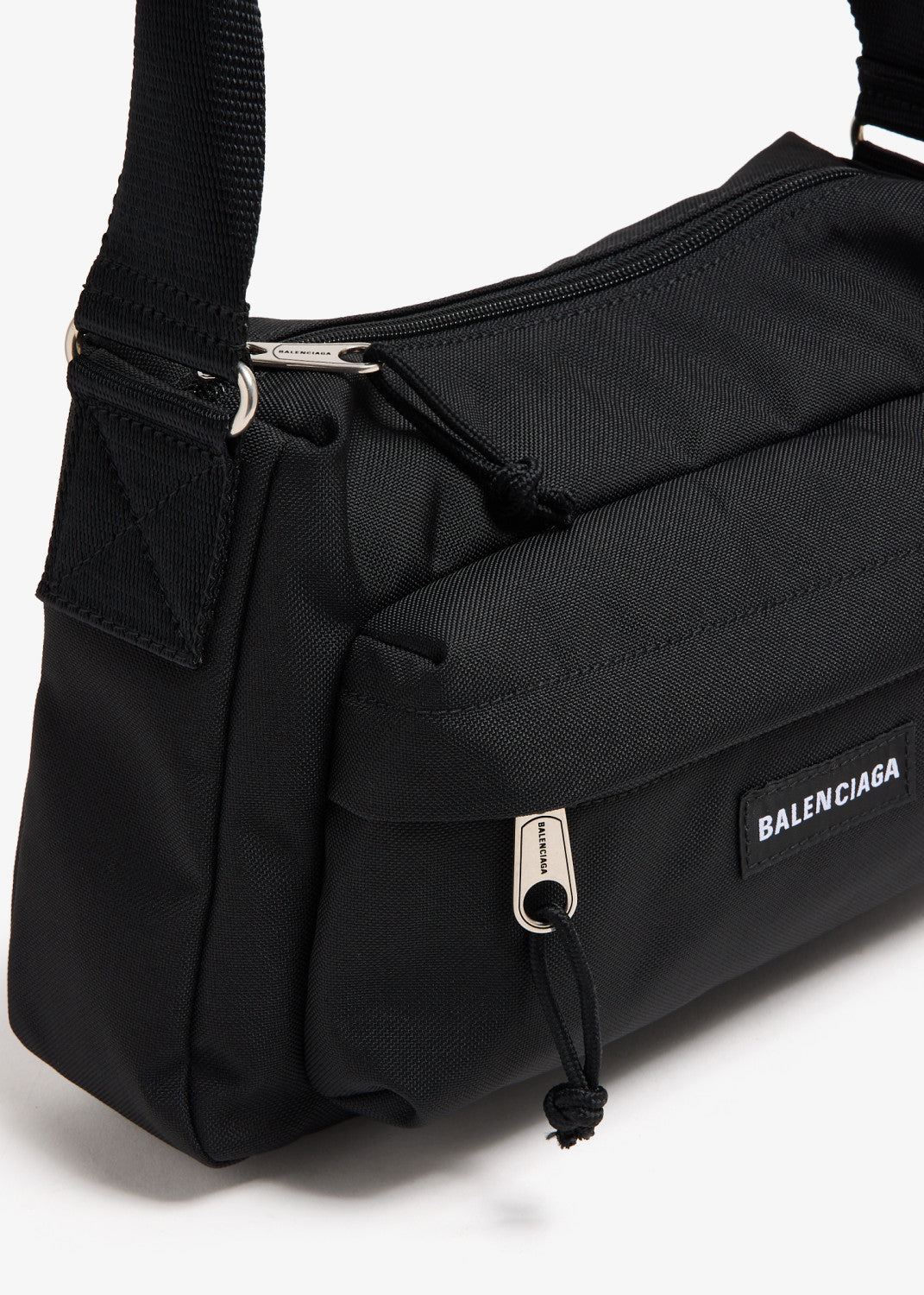 Balenciaga Special Offer Bags Paris Explorer Mens Black Fabric Handbag Letter Logo Detail Zipper Closure Top Handle Shoulder Bag temporary