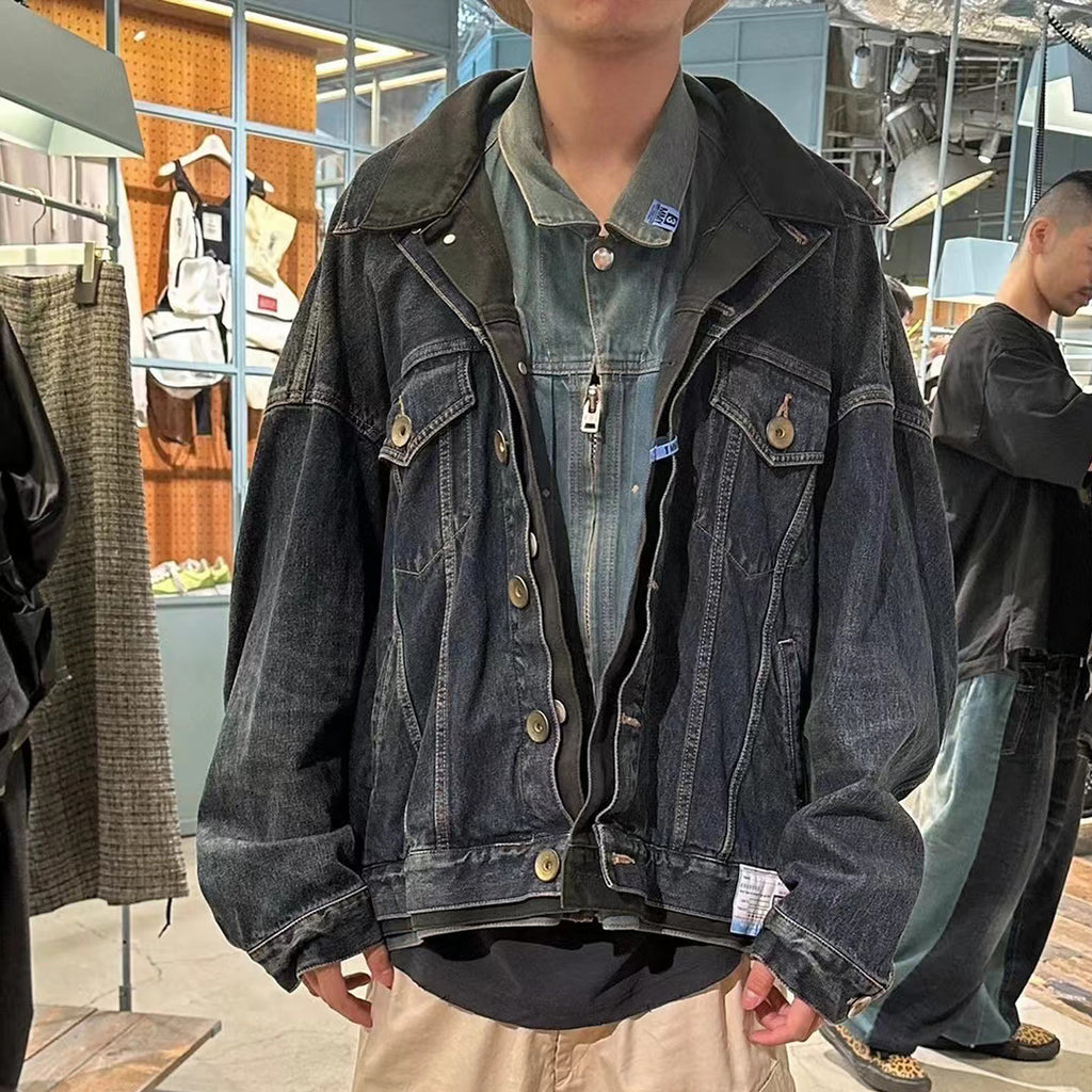 Maison Mihara Yasuhiro  Men's Spring/Summer Fashion High Street Trend Multi-Layered Buttoned Old Loose Denim Jacket Ngvp #7687