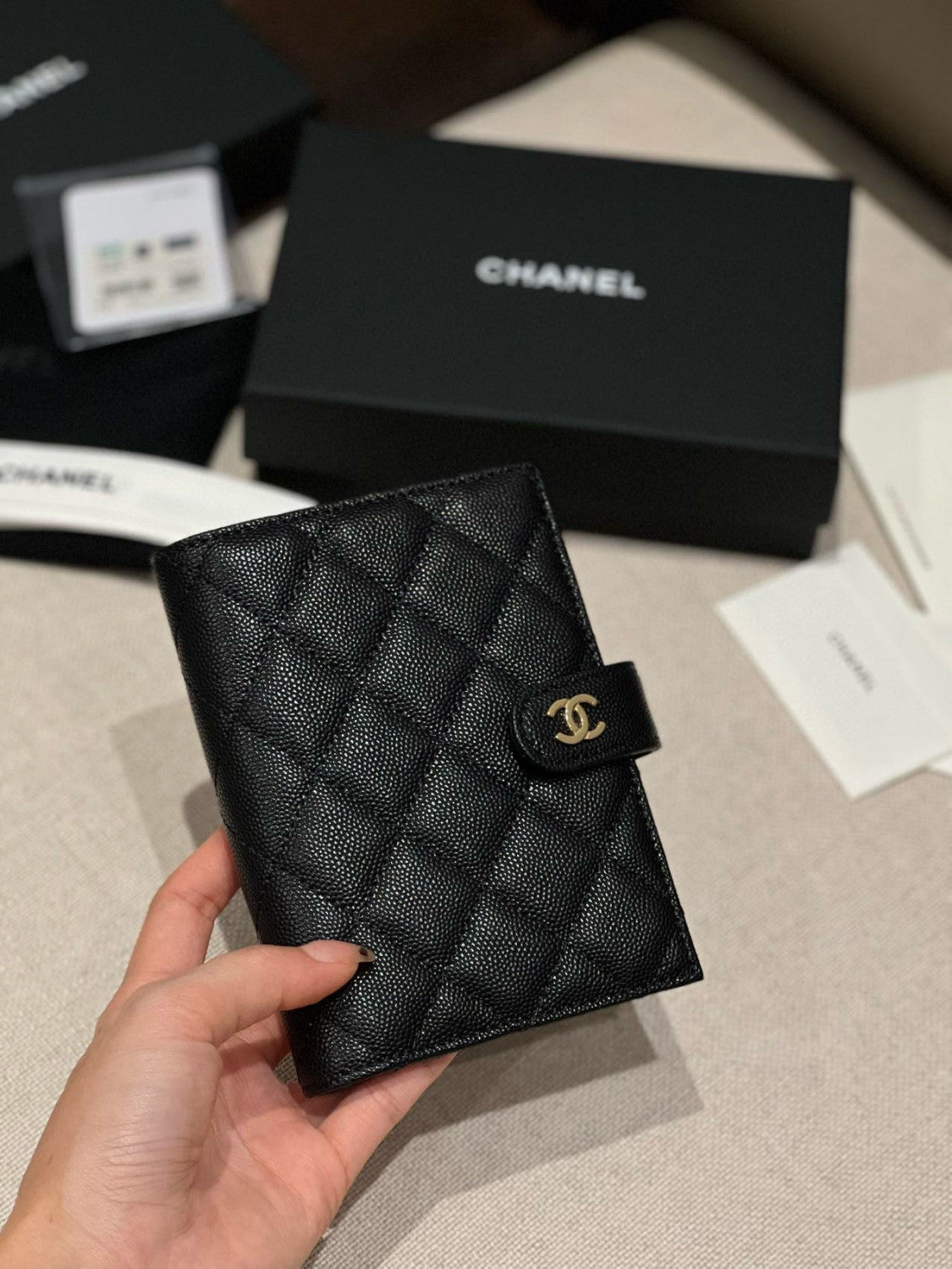 Chanel Caviar Quilted Passport Holder Black #334731