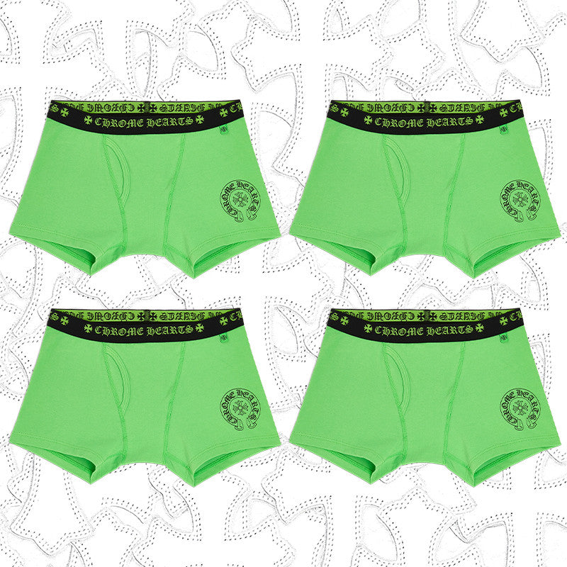 NlGO Chrome Hearts Men's And Women's Pure Color Sanskrit Print Cotton High Elasticity Boxer Briefs Underwear #77394