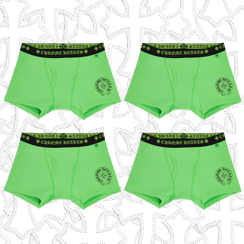NlGO Chrome Hearts Men's And Women's Pure Color Sanskrit Print Cotton High Elasticity Boxer Briefs Underwear #77394