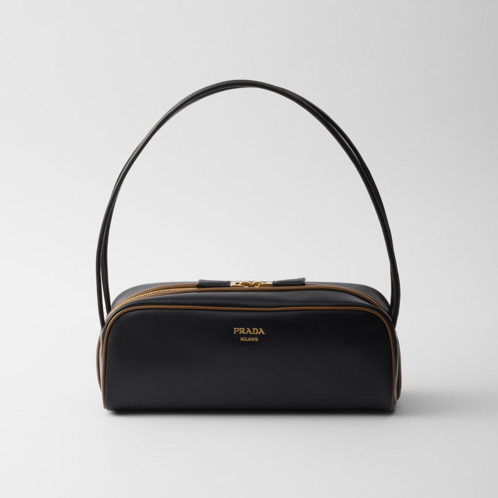 Prada Swing Women's Solid Color Letter Logo Zipper Closure Calfskin Handbag Shoulder Bag Bags #77148