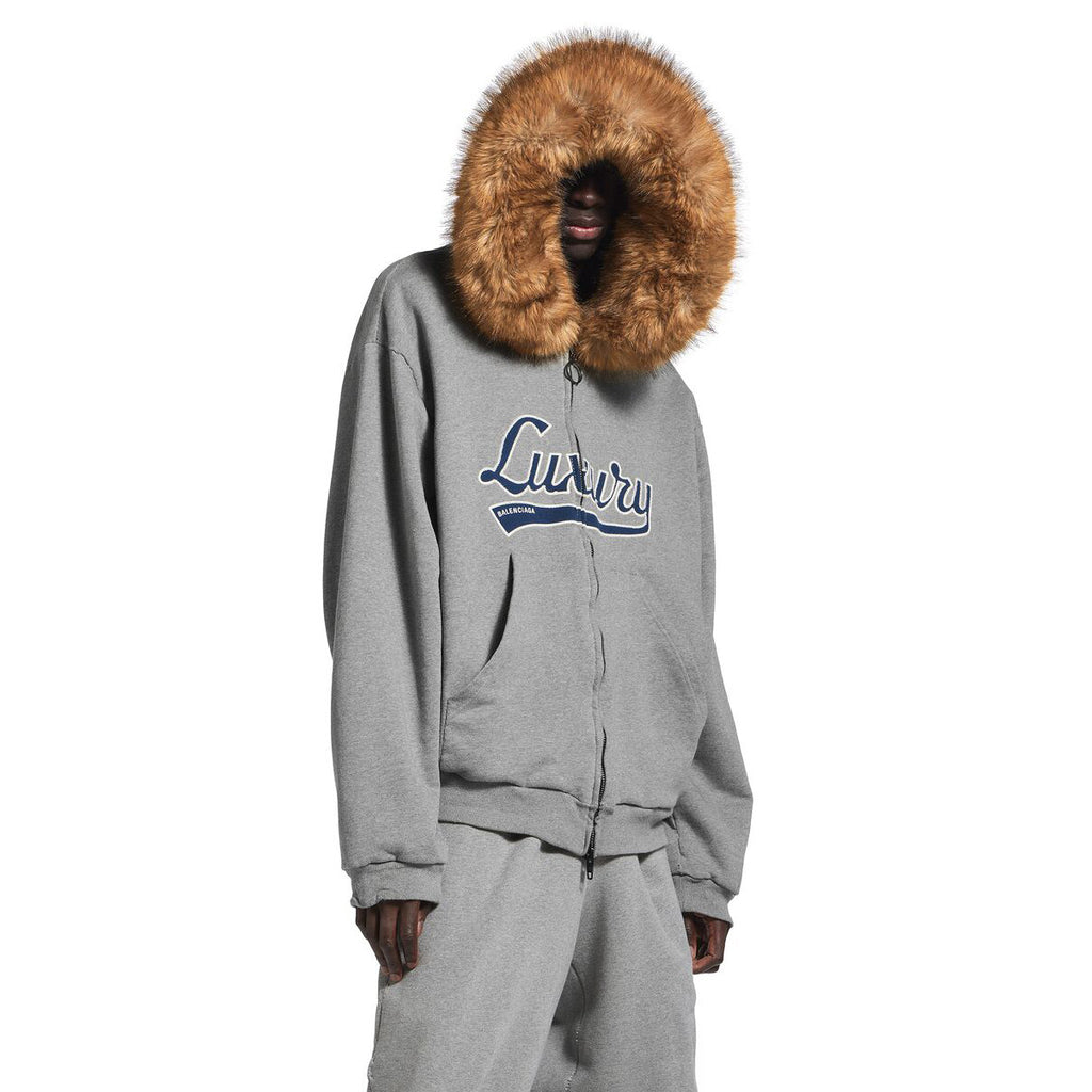 Balenciaga LUXURY SCRIPT Men's And Women's Fall/Winter Fashion Casual Solid-Color Hooded Zipper Drop Shoulder Oversized Long Sleeve Jacket #78933