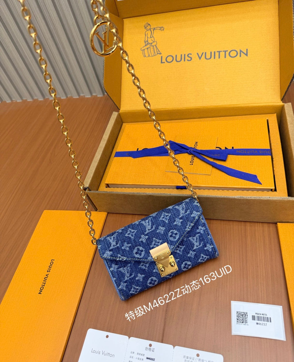 Louis Vuitton Pouch Metis Women's Belt Gold Chain Denim Storage Pouch 2026 Spring/summer New Arrival Monogram Square Waist Bag Bags Bag Bags M4622Z #84221A