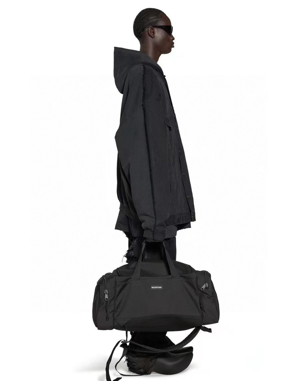 Balenciaga Men's Black Letter Logo Zipper Closure Polyester Backpack Shoulder Bag Tote Bags #75667