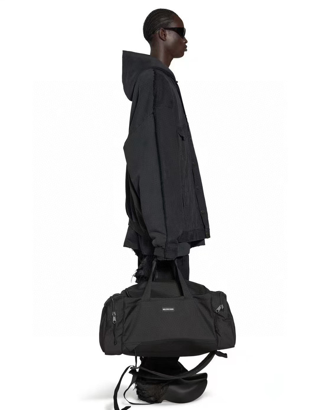 Balenciaga Men's Black Letter Logo Zipper Closure Polyester Backpack Shoulder Bag Tote Bags #75667
