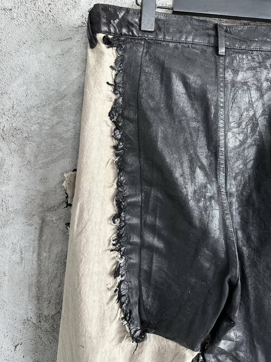 Rick Owens Waxed Colorblock Wide-leg Pants #334947