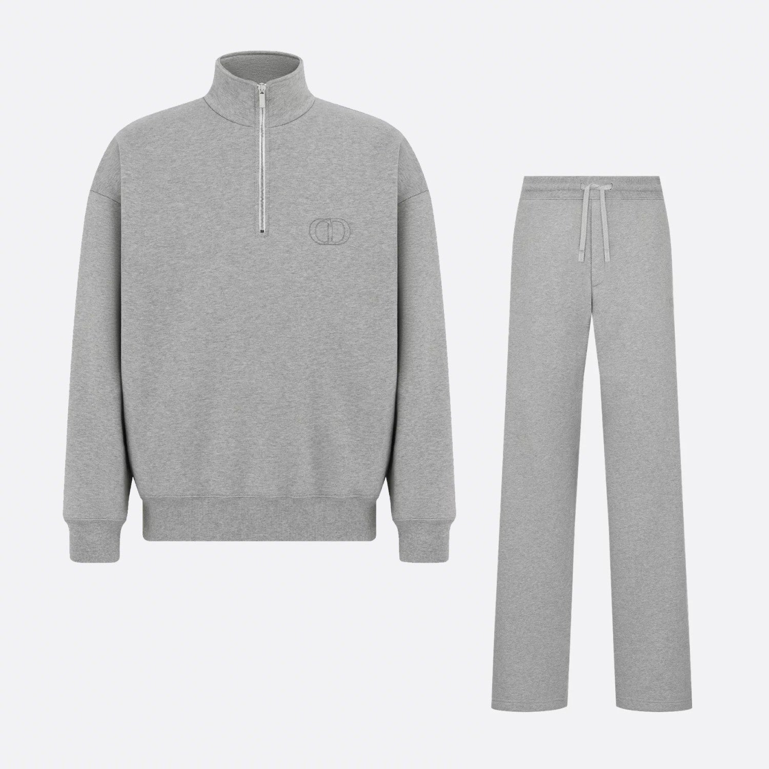 Dior Men's Spring and Autumn Solid Color Logo Embroidery Half Zipper Long Sleeve Sweatshirt Cotton Knit Sweatpants Pants Set Suit #74451
