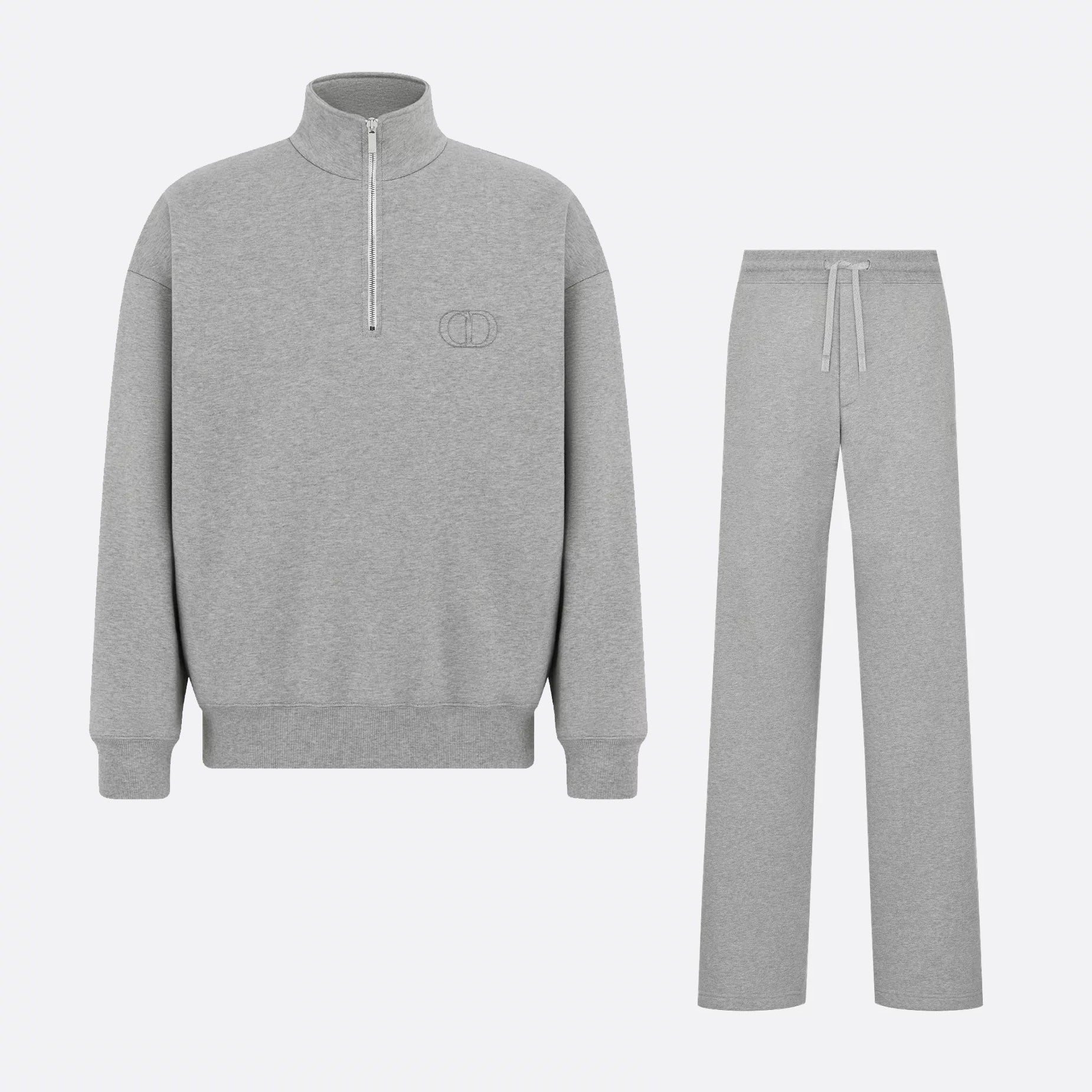 Dior Men's Spring and Autumn Solid Color Logo Embroidery Half Zipper Long Sleeve Sweatshirt Cotton Knit Sweatpants Pants Set Suit #74451
