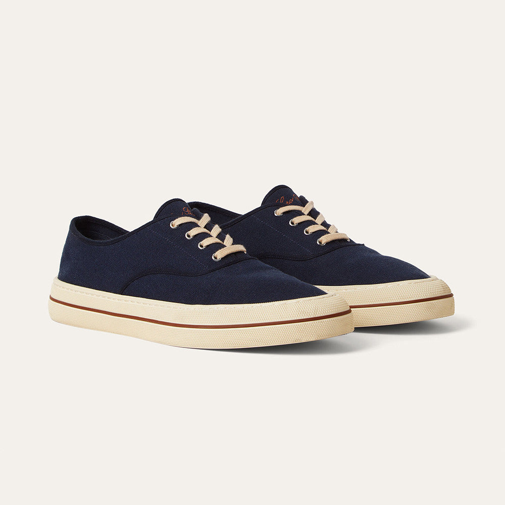 Loro Piana Nantucket Walk Sneaker Cotton Blue Navy Low Top #386139