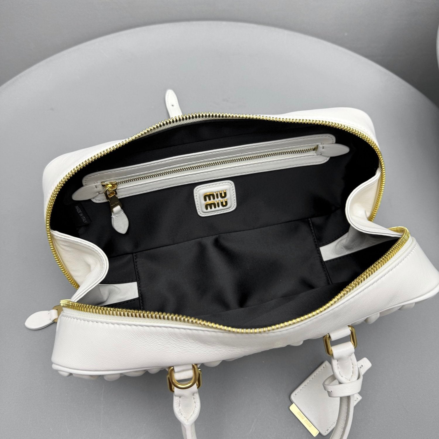 MiuMiu Arcadie matelassé Women's Solid Color Metal Engraved Logo Zipper Closure Leather Shoulder Bag Crossbody Tote Bags #77354