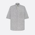 Dior Men's Spring Summer Grey Cotton Denim Oblique Printed Lapel Single Breasted Shirt Denim Straight Wide Leg Shorts Set Suit  #81256