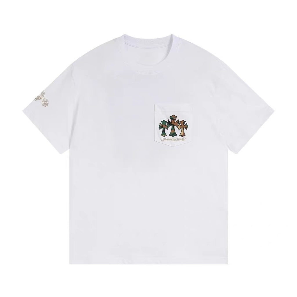 Chrome Hearts Men's Spring. Summer And Fall Logo Print Casual Round Neck White Fitted Straight Long Sleeve Short Sleeve T-Shirt #98695