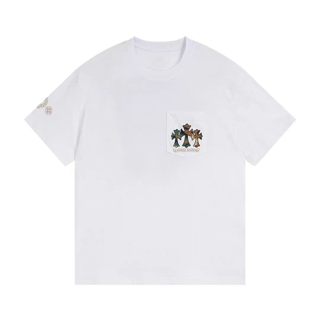 Chrome Hearts Men's Spring. Summer And Fall Logo Print Casual Round Neck White Fitted Straight Long Sleeve Short Sleeve T-Shirt #98695