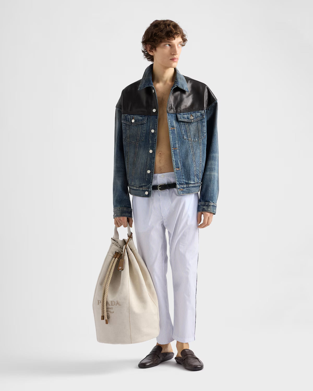 Prada Linen-blend Canvas Drawstring Travel Bag For Men Autumn/winter Fashion Trend Large Capacity Stylish Backpack Bags  2VY011_2CYA_F0216_V_OOO #81994A