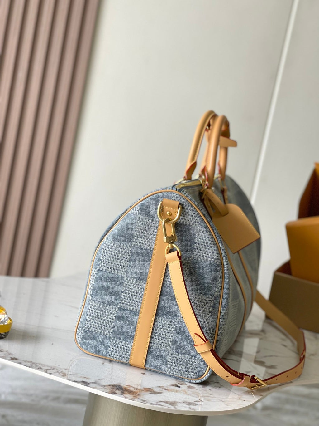 Louis Vuitton Keepall Bandoulière 50 Men's and Women's Detachable Adjustable Shoulder Strap Zipper Closure Denim Step Shoulder Tote Travel Bag Bags #76823