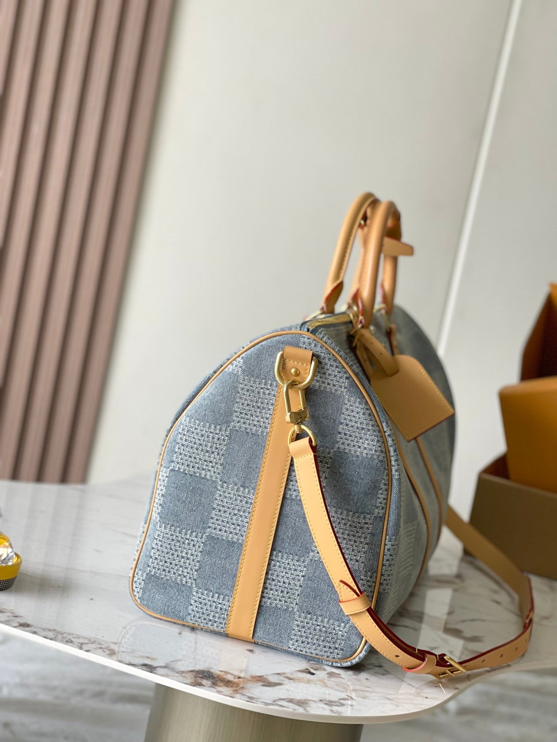 Louis Vuitton Keepall Bandoulière 50 Men's and Women's Detachable Adjustable Shoulder Strap Zipper Closure Denim Step Shoulder Tote Travel Bag Bags #76823