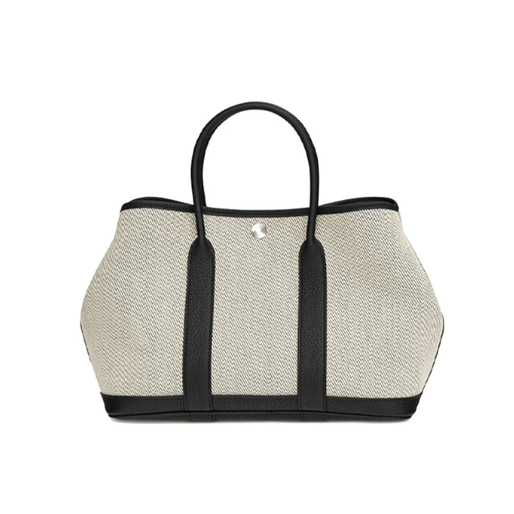 Hermes Garden Party 30 Women's Silver Buckle Colour Blocking Canvas and Calfskin Tote Bag Bags #76891