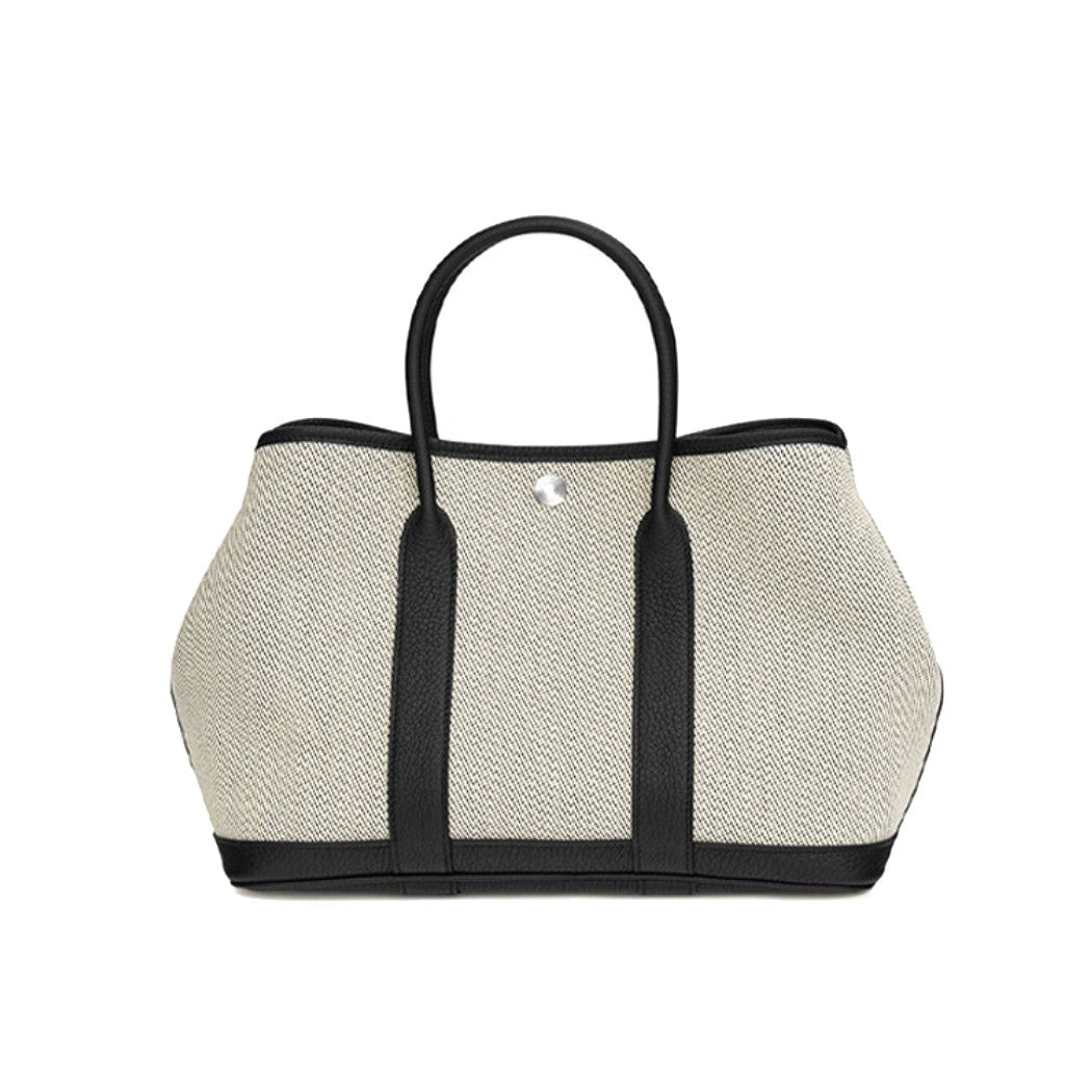 Hermes Garden Party 30 Women's Silver Buckle Colour Blocking Canvas and Calfskin Tote Bag Bags #76891